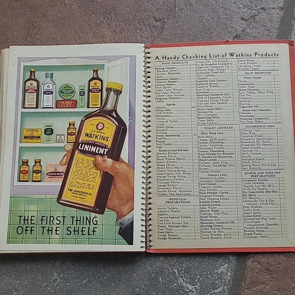 Vintage spiral bound Watkins Cook Book 1936 J.R. Watkins Co